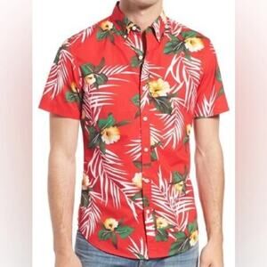 Bonobos Hawaiian Print Slim Fit Button Up Shirt Size L Cotton Colorful Vacation